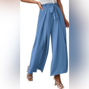 Sugar + Lips Elegant Blue Wide-Leg Pants, Size XL